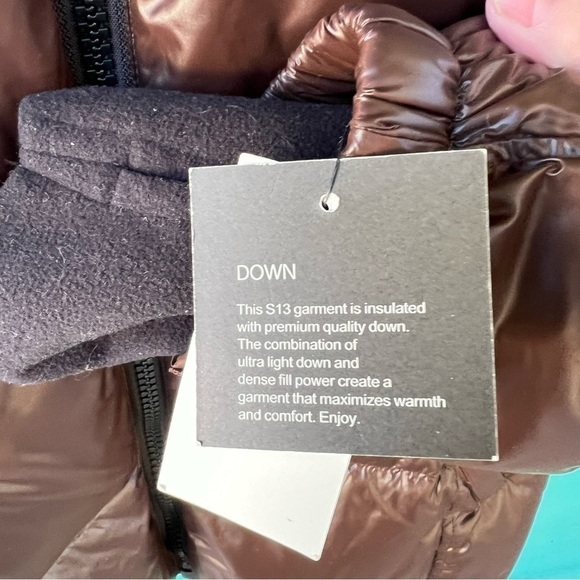 S13 New York Brown Down Puffer Jacket Faux Fur Hood XL NWT Cozy Winter Coat - Picture 12 of 14